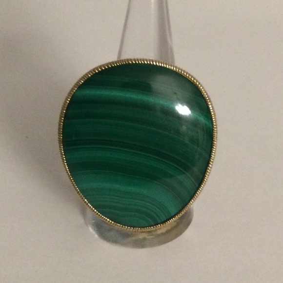 Jewelry - Gold over sterling malachite ring size 9